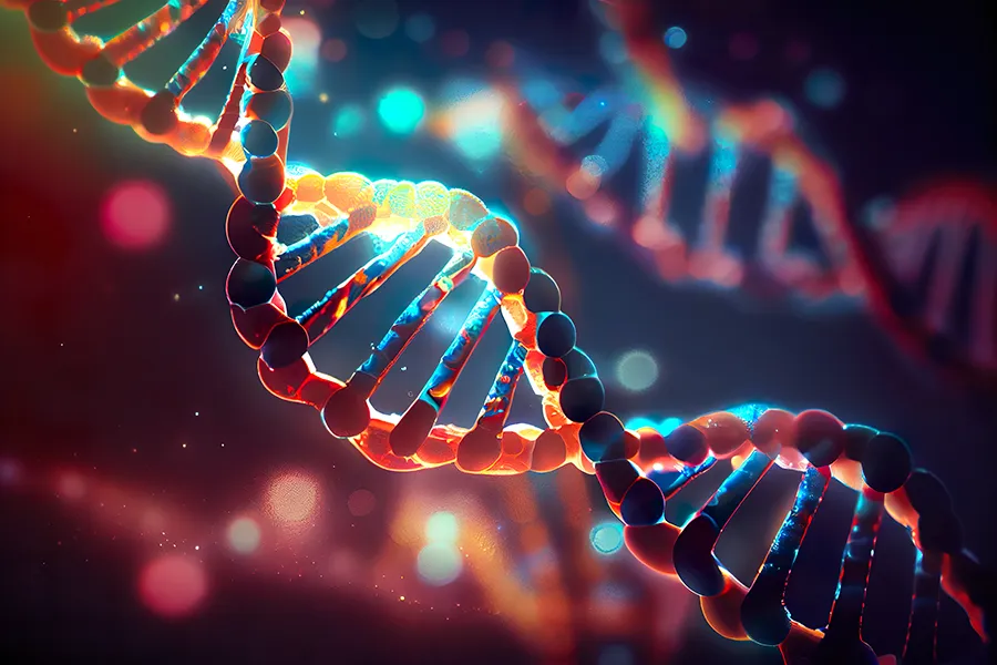 Anti-Aging-And-Longevity-Peptides-Clinic 3D illustration of a DNA strand. Get Anti-Aging And Longevity Peptide Treatment from Marina Fay, PA-C in Aventura-North Miami.