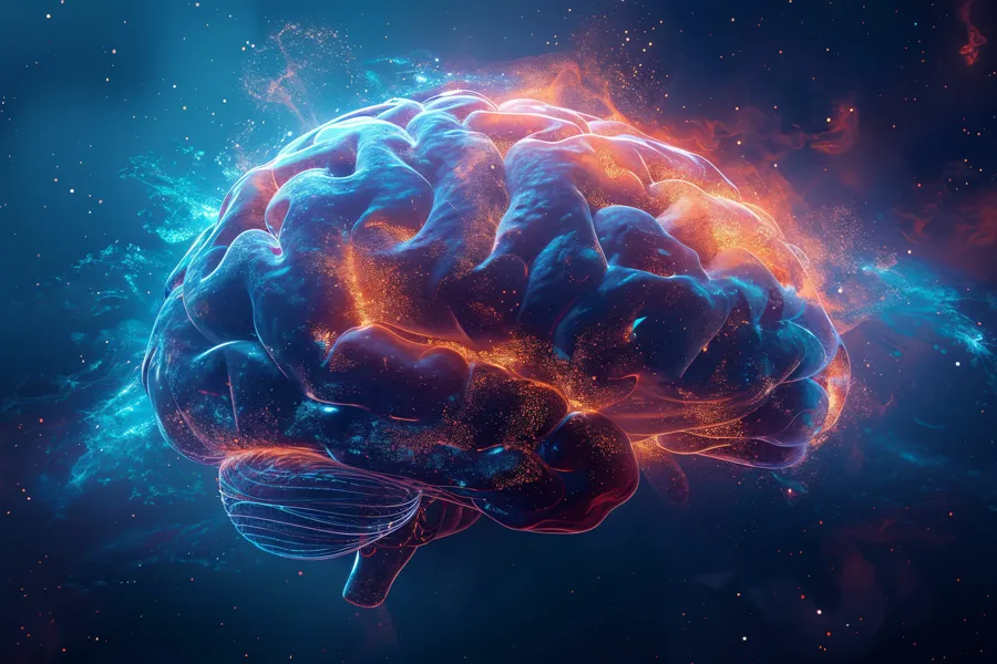 Cognitive-Support-Clinic 3D illustration of the human brain with neurons. Schedule cognitive support treatment from Marina Fay, PA-C in Aventura-North Miami.