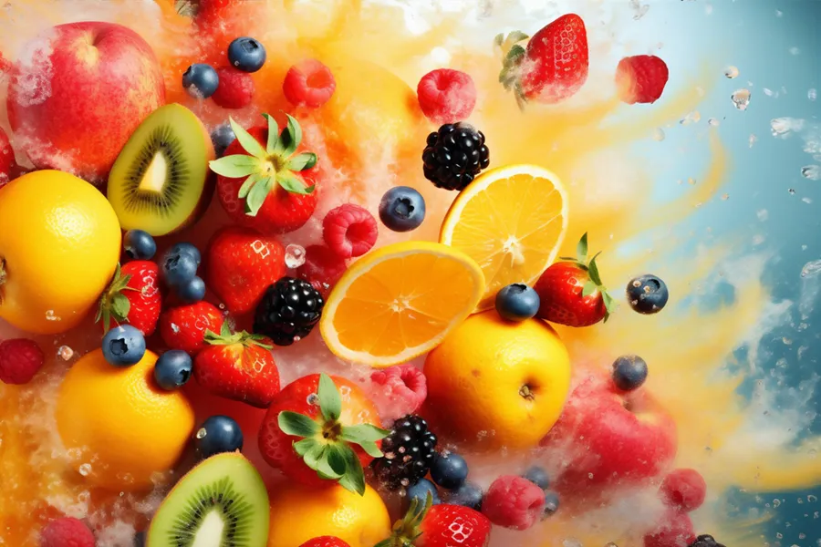 Vitamin-IV-Therapy-Clinic 3D illustration of an explosive burst of fruit and juices. Schedule Vitamin IV Infusion treatment from Marina Fay, PA-C in Aventura-North Miami.